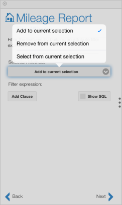 Attribute selection options Attribute selection options
